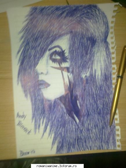 dee's stuff. aici l-am desenat andy biersack, sau rog, incercat.